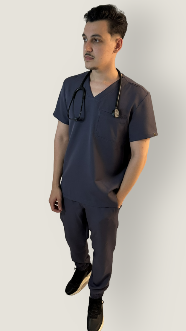 Costum Medical pentru Bărbați - Grey Mastery